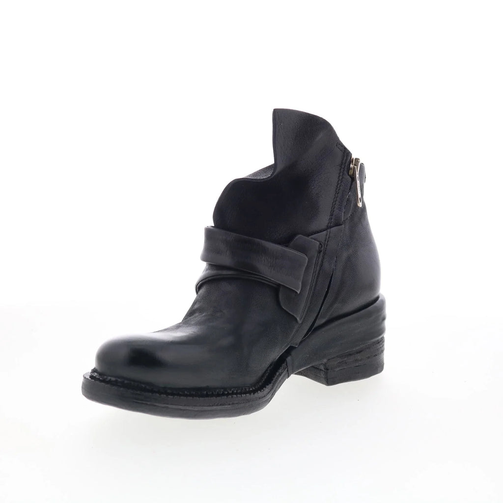 Martina Womens Black Leather Zipper Ankle & Booties Boots