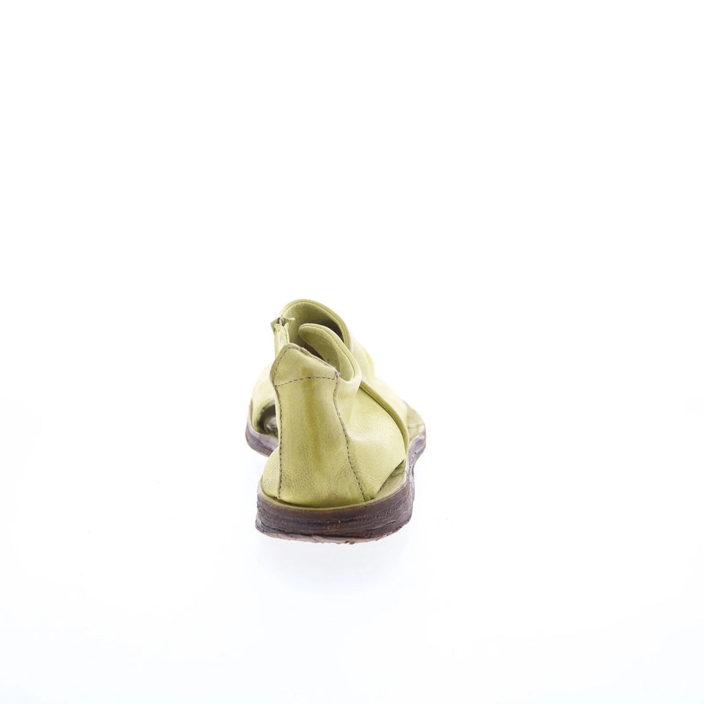 Reiley Womens Green Leather Slip On Mule Flats Shoes