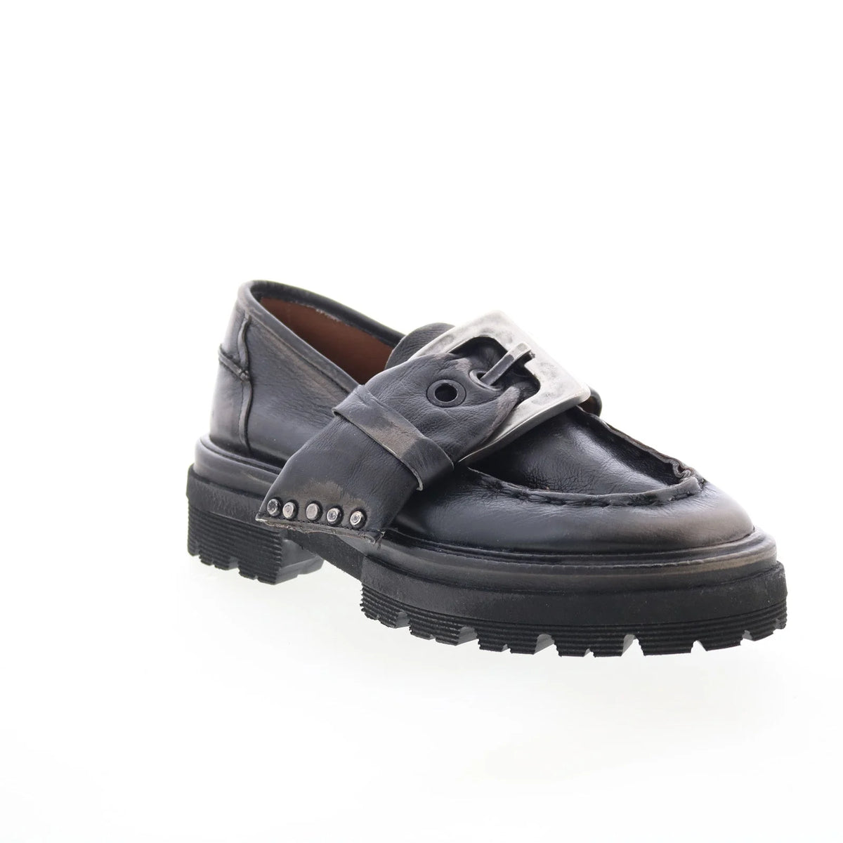 Heddy Womens Black Leather Slip On Loafers & Slip Ons Casual Shoes