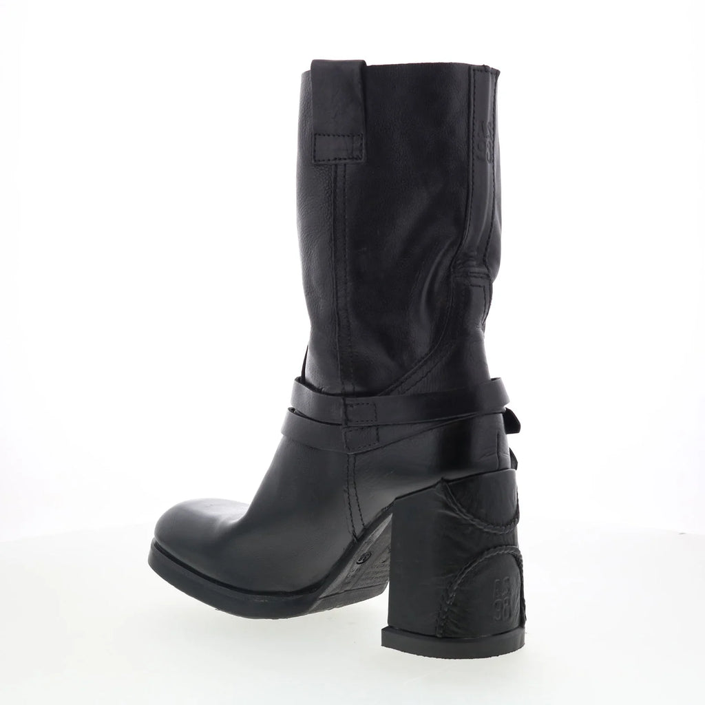 Lil Womens Black Leather Slip On Casual Dress Boots