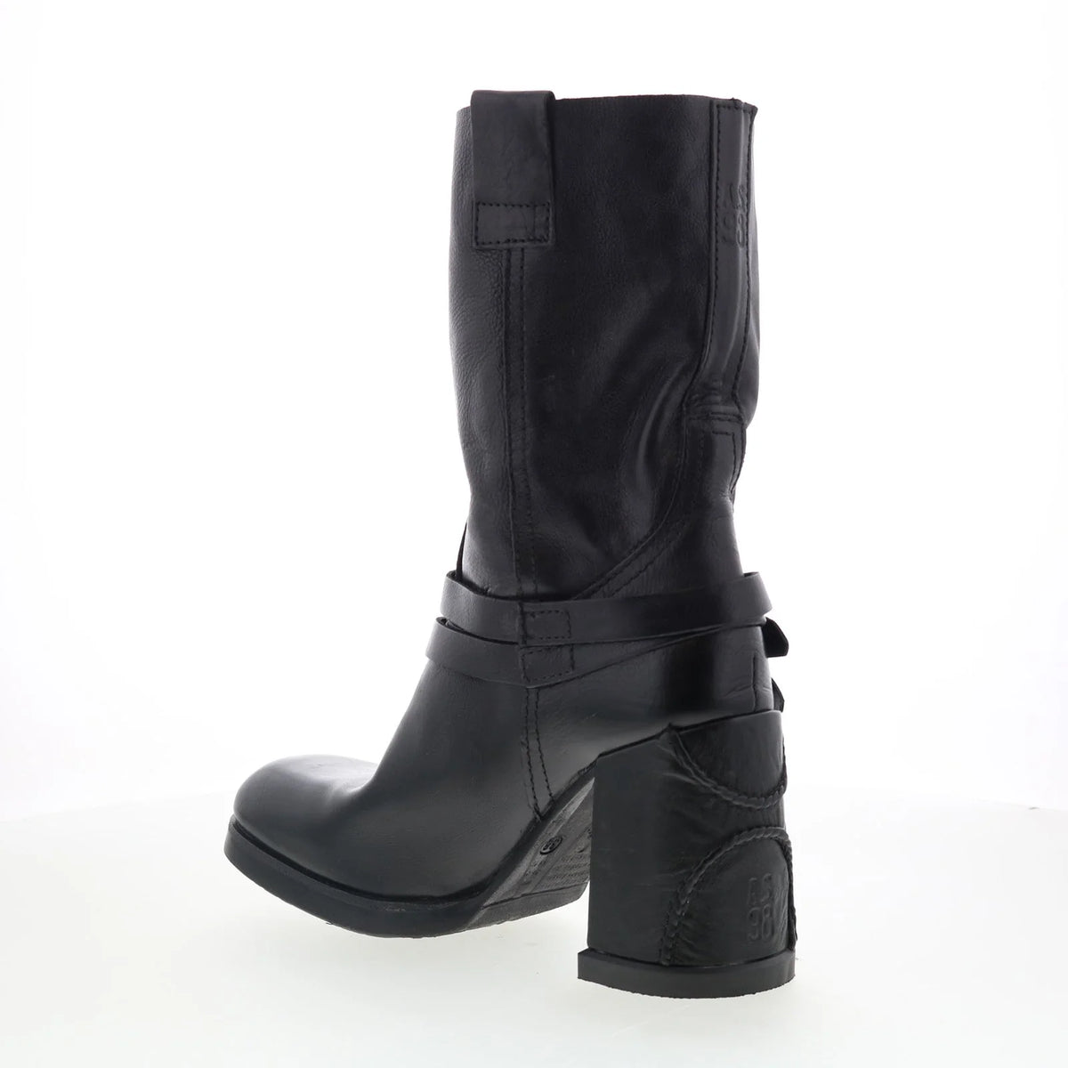 Lil Womens Black Leather Slip On Casual Dress Boots
