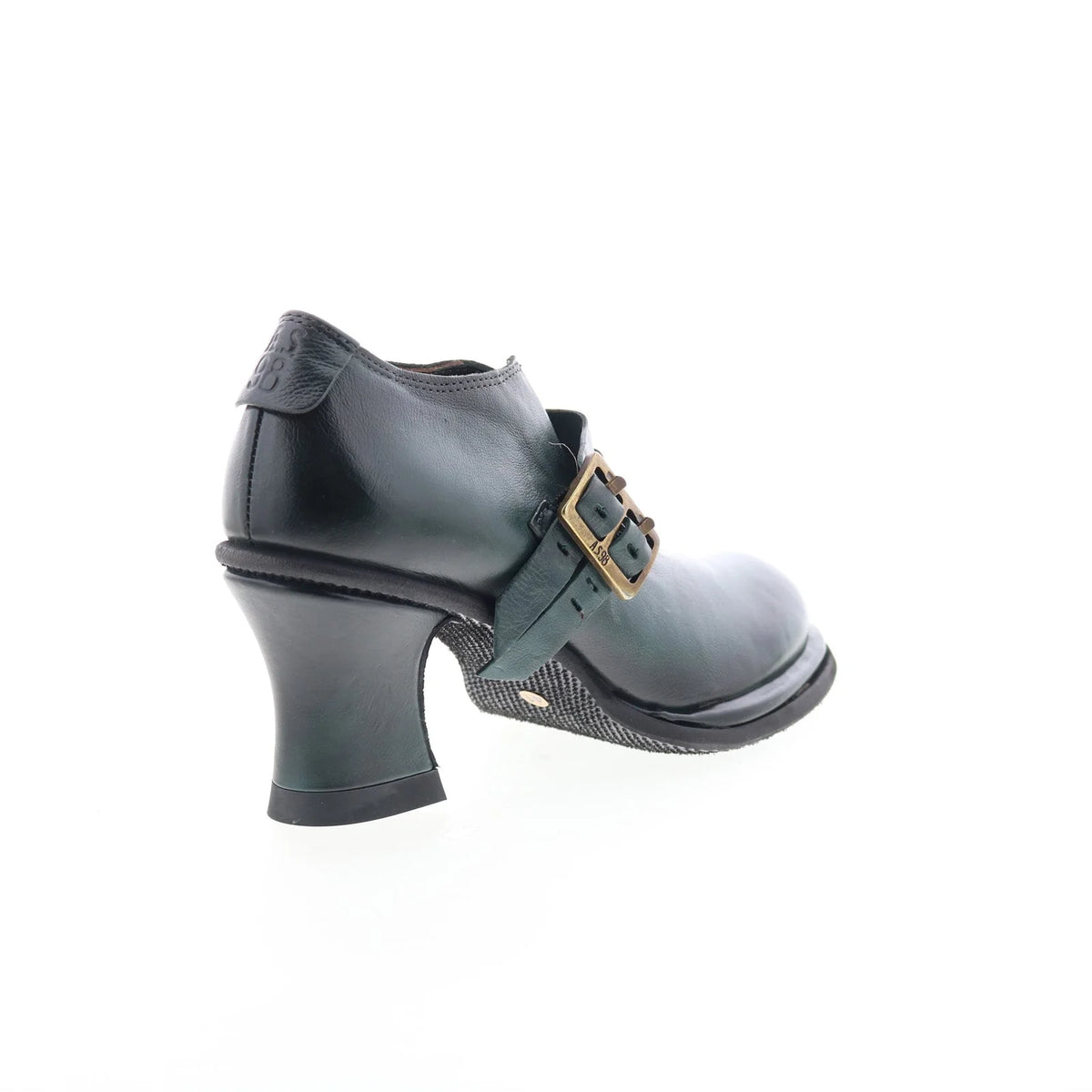 Nita Womens Black Leather Hook & Loop Pumps Heels Shoes
