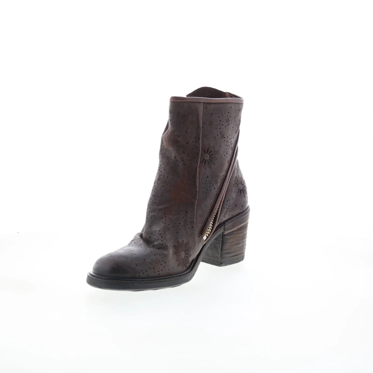 Jase Floral Womens Brown Leather Zipper Casual Dress Boots