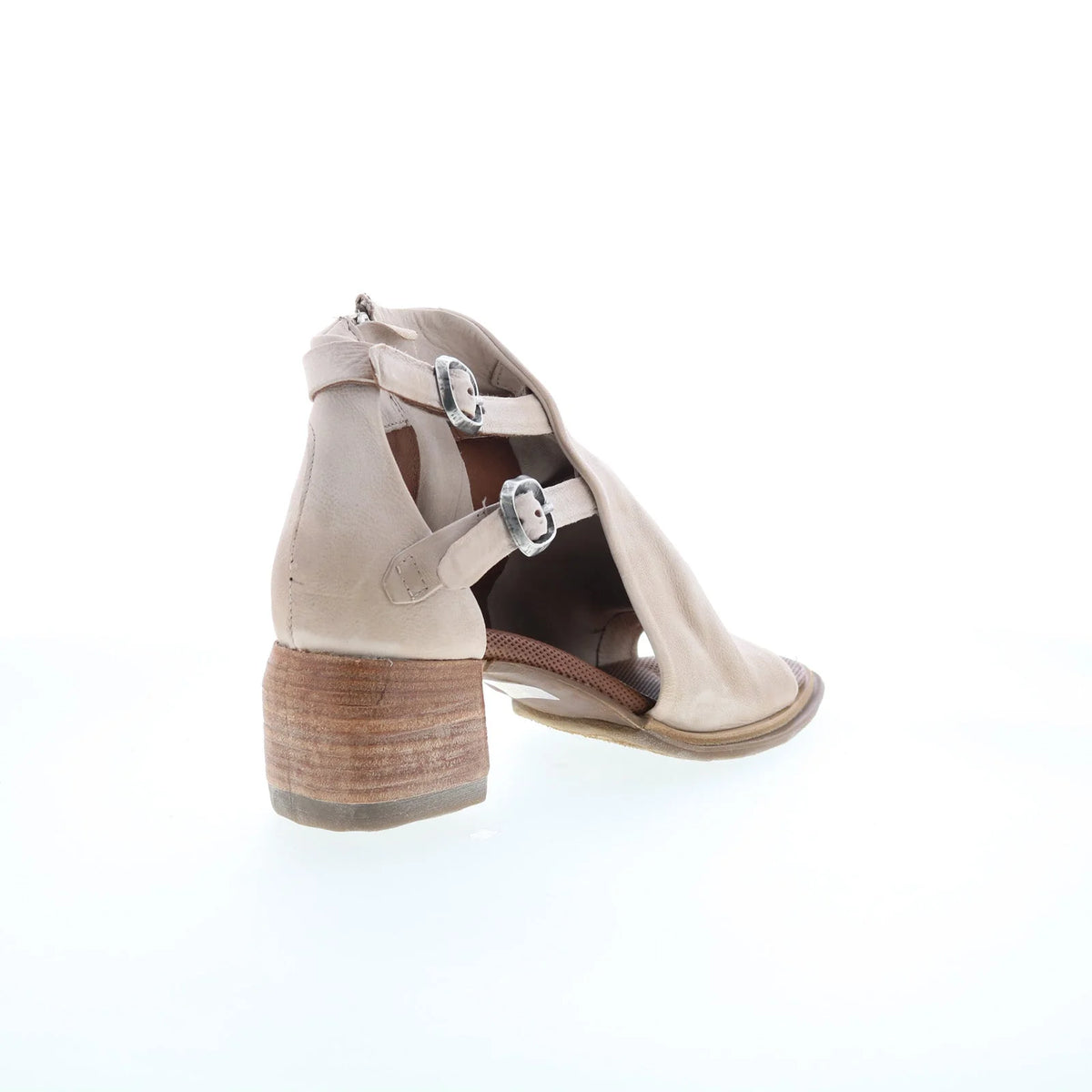 Naldo Womens Beige Leather Zipper Heeled Sandals Shoes