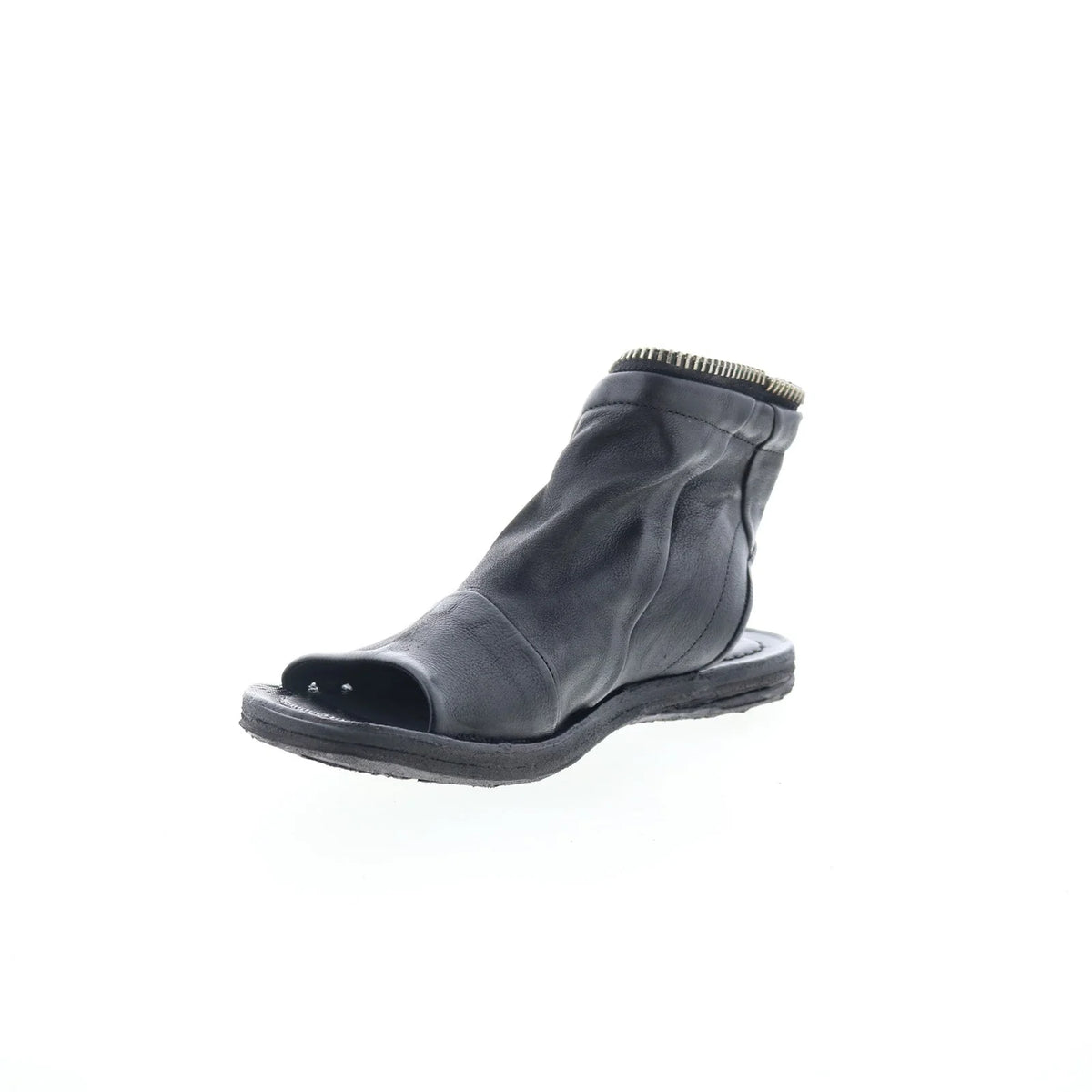 Ritchie Womens Black Leather Zipper Mule Flats Shoes