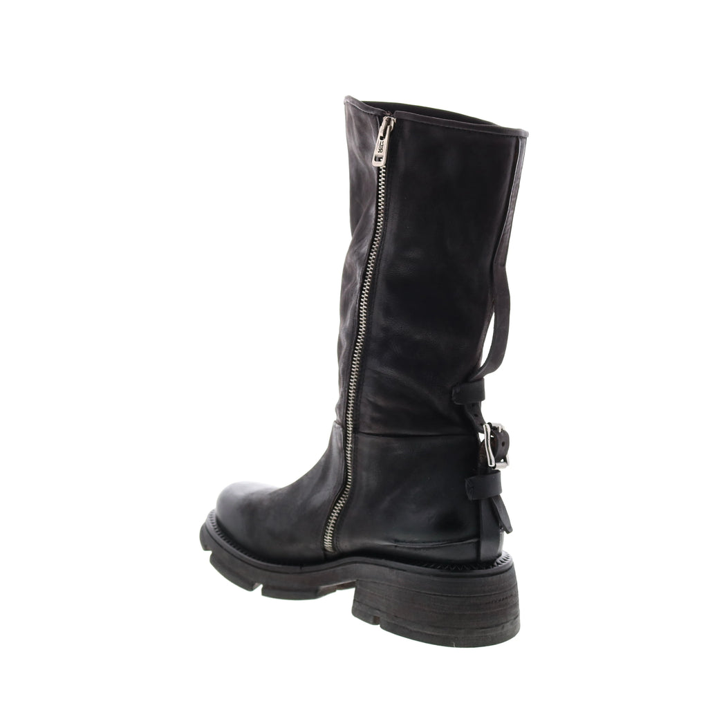 Lexington A94307-201 Womens Black Leather Zipper Mid Calf Boots