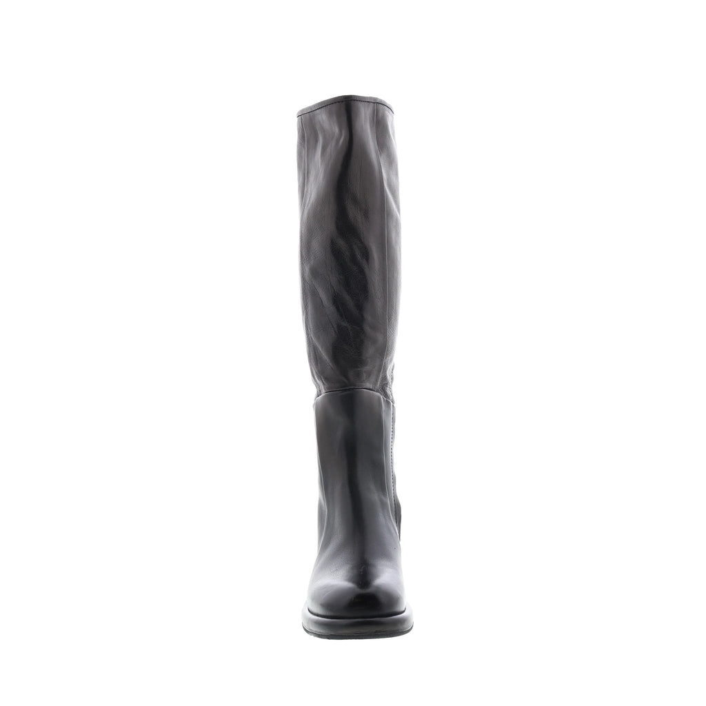 Lynton A95305-201 Womens Black Leather Zipper Knee High Boots