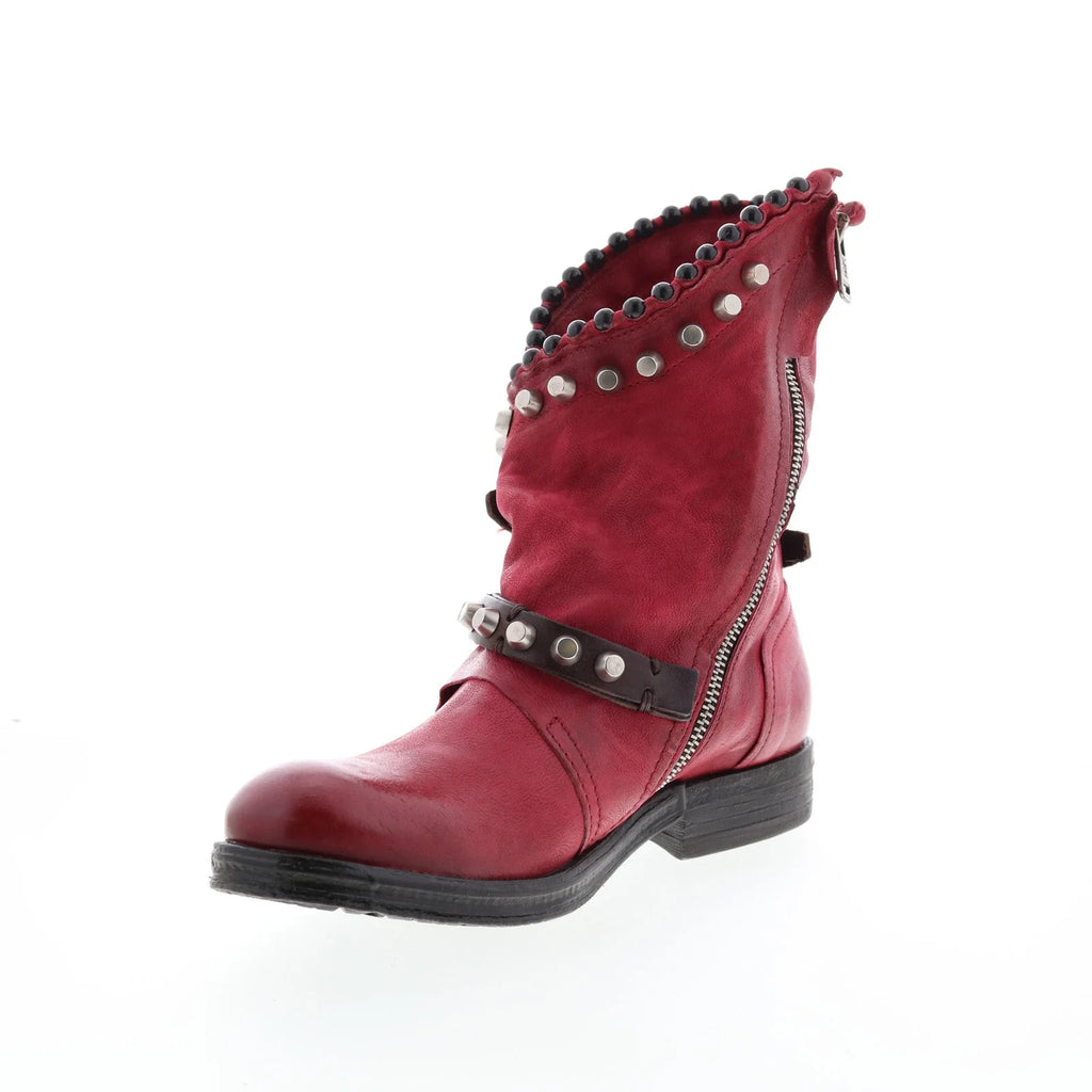 Vianne 207239-202 Womens Red Leather Hook & Loop Casual Dress Boots