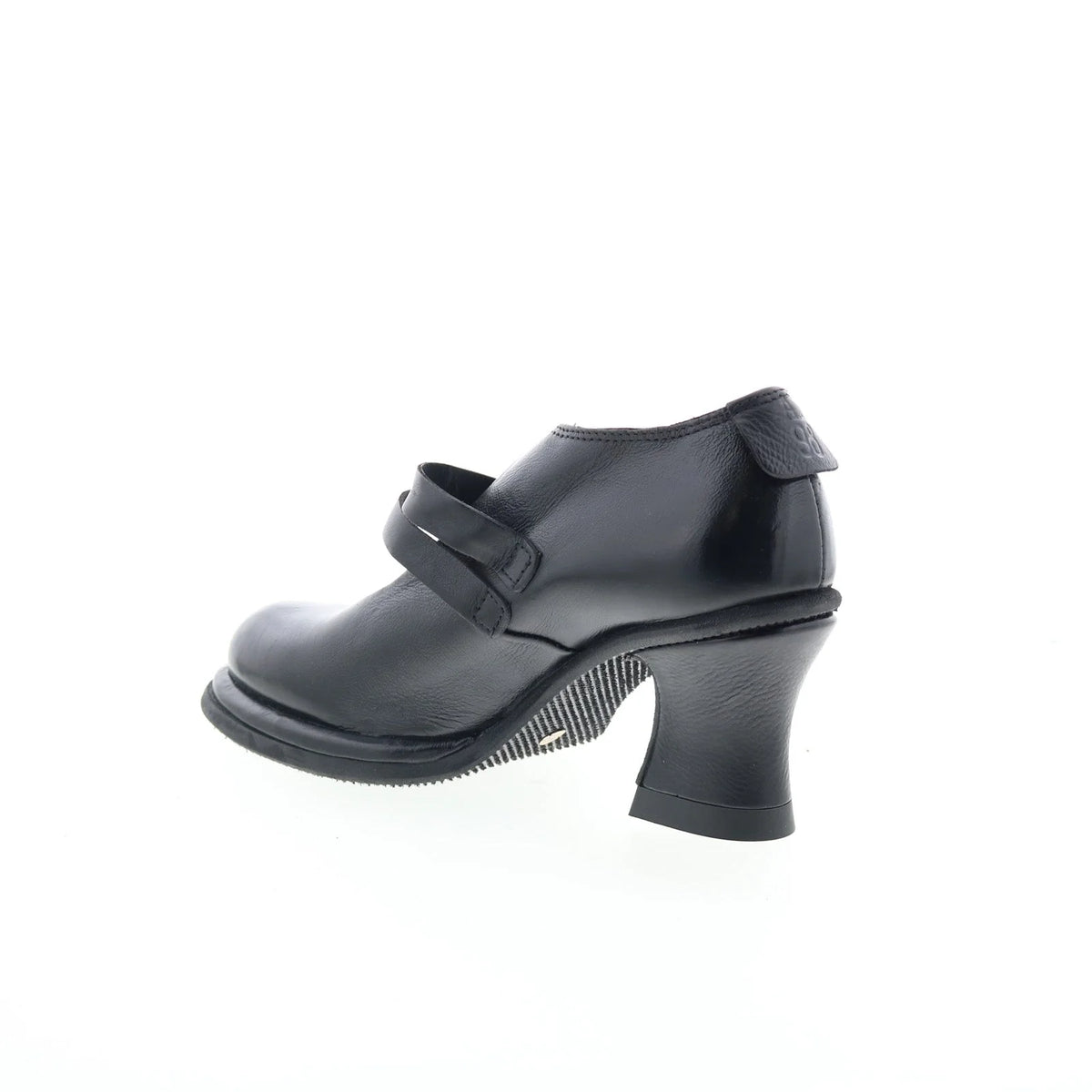 Nita Womens Black Leather Hook & Loop Pumps Heels Shoes
