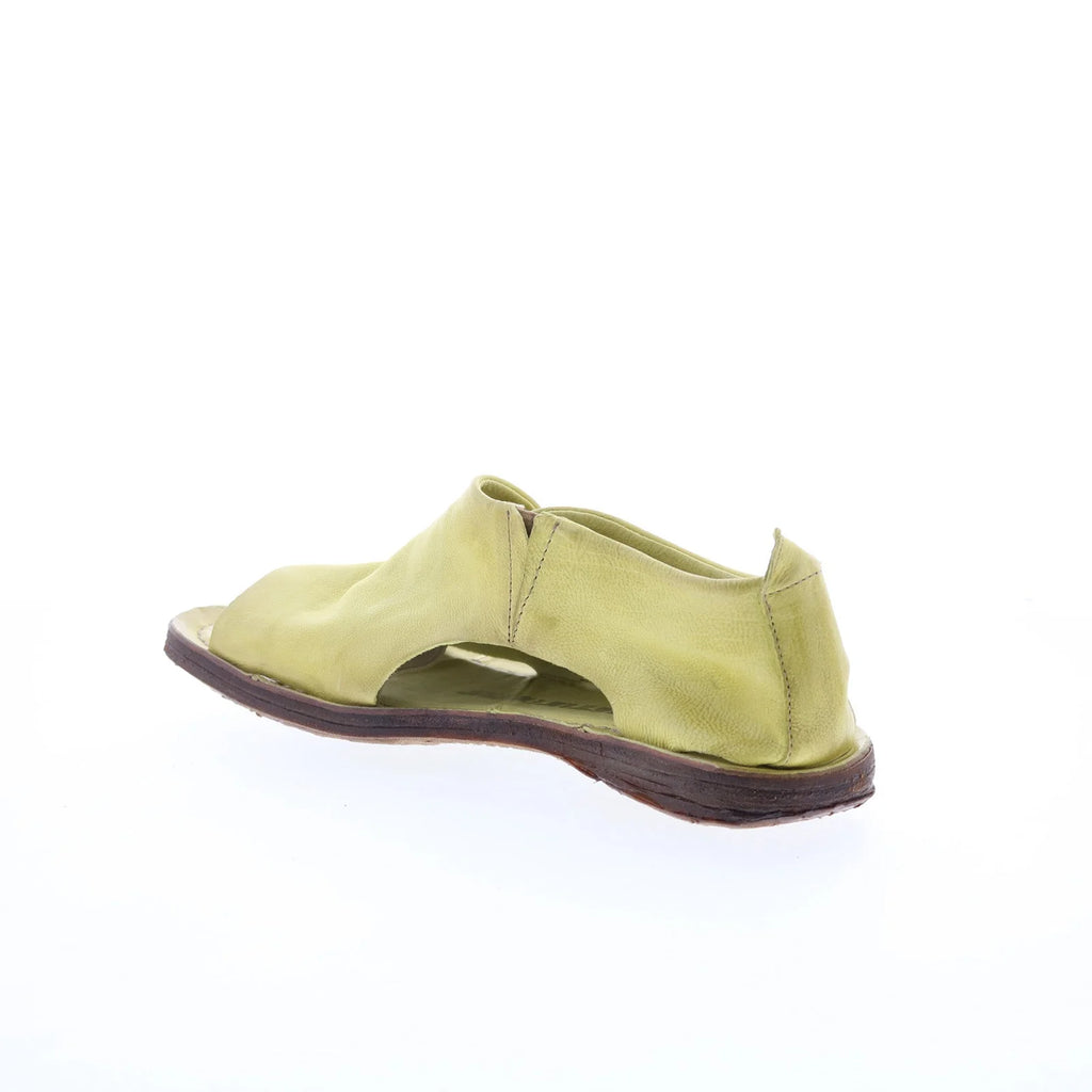 Reiley Womens Green Leather Slip On Mule Flats Shoes