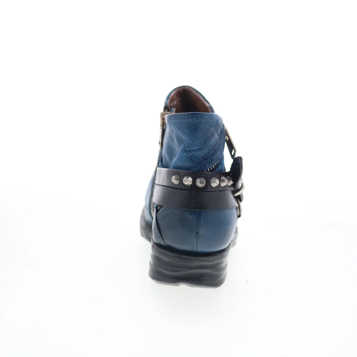 Steve Womens Blue Leather Zipper Ankle & Booties Boots