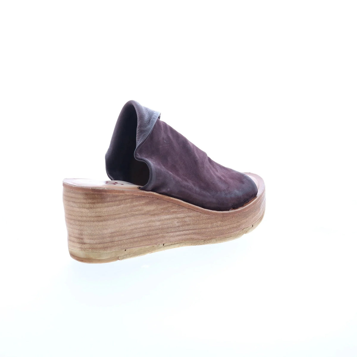 Niels Womens Burgundy Leather Slip On Wedges Sandals Shoes