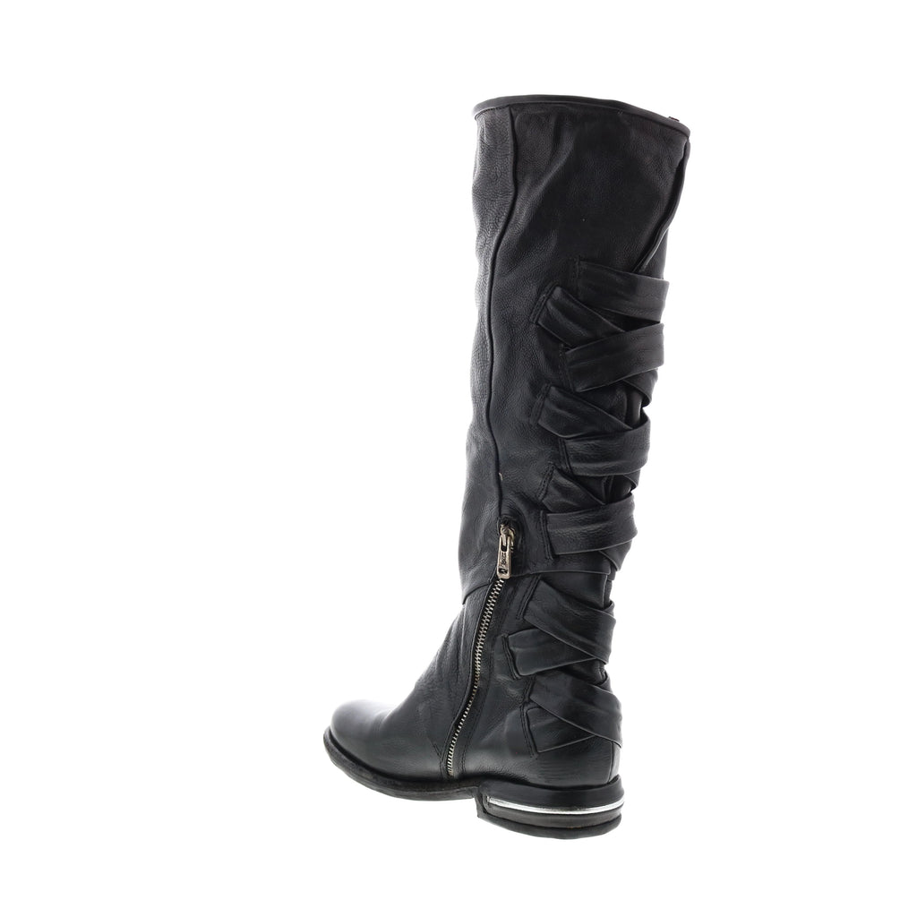 Teagan 516317-101 Womens Black Leather Zipper Knee High Boots