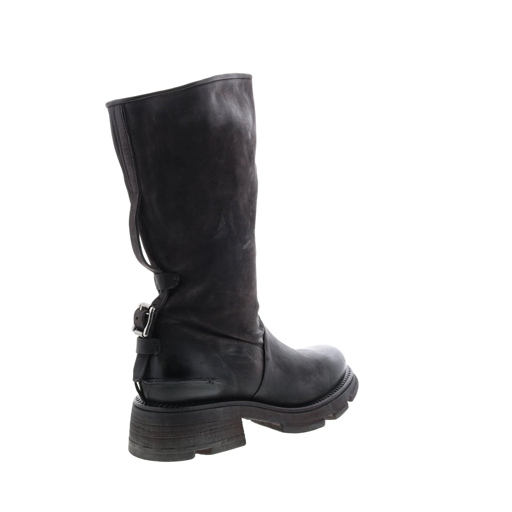 Lexington A94307-201 Womens Black Leather Zipper Mid Calf Boots
