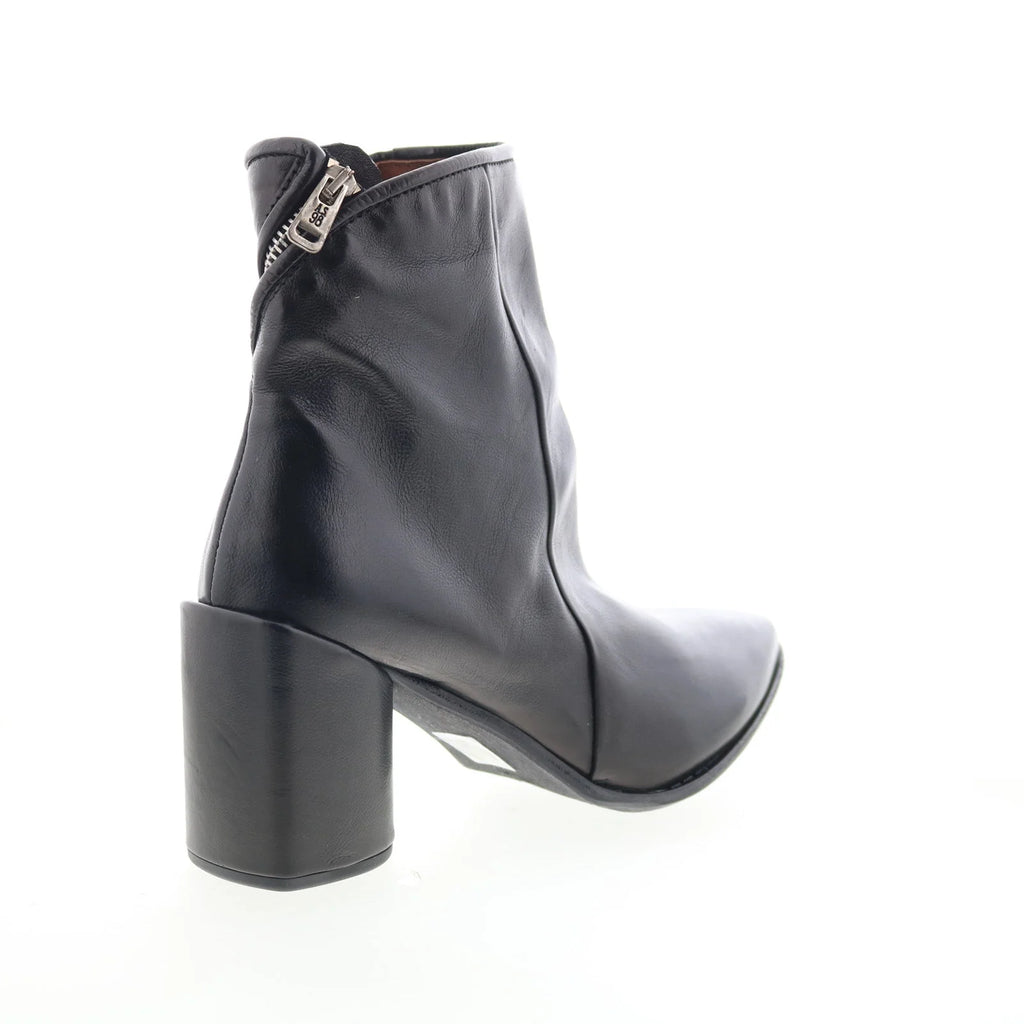 Earl Womens Black Leather Zipper Ankle & Booties Boots