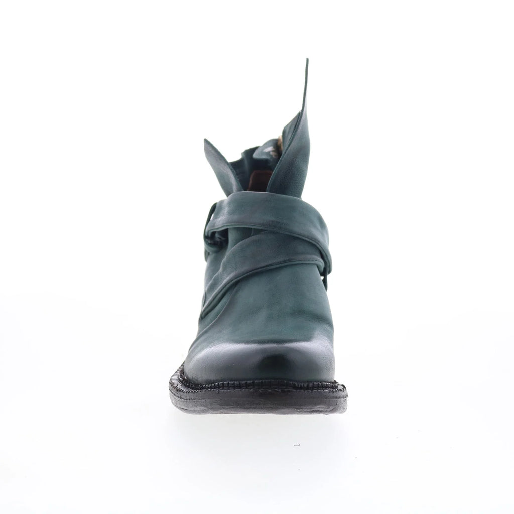 Martina Womens Green Leather Zipper Ankle & Booties Boots