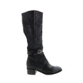 Gene A40313-101 Womens Black Leather Hook & Loop Knee High Boots