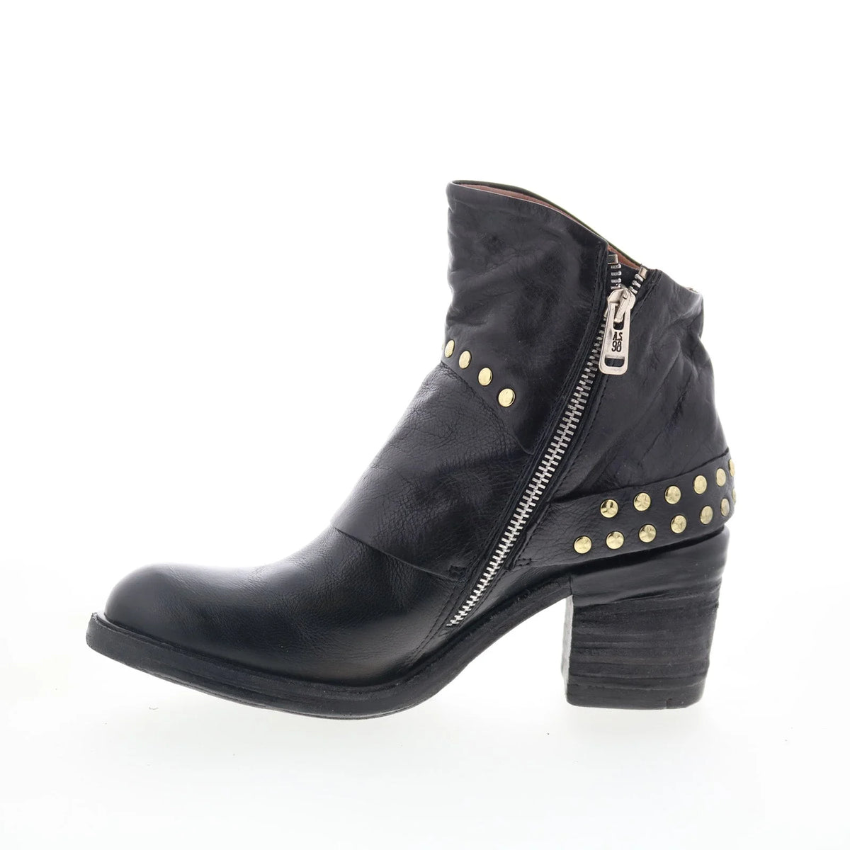 Jonas Womens Black Leather Zipper Ankle & Booties Boots