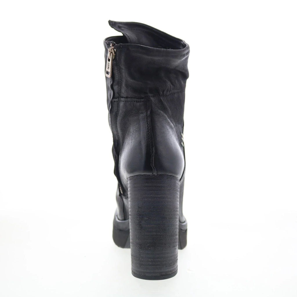 Frannie Womens Black Leather Zipper Ankle & Booties Boots