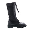 Tayton Womens Black Leather Zipper Knee High Boots