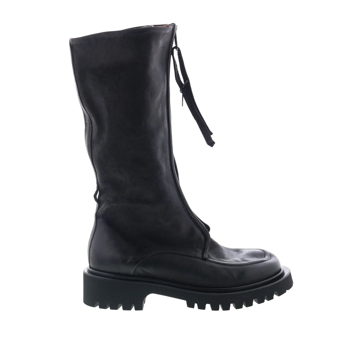 Tayton Womens Black Leather Zipper Knee High Boots