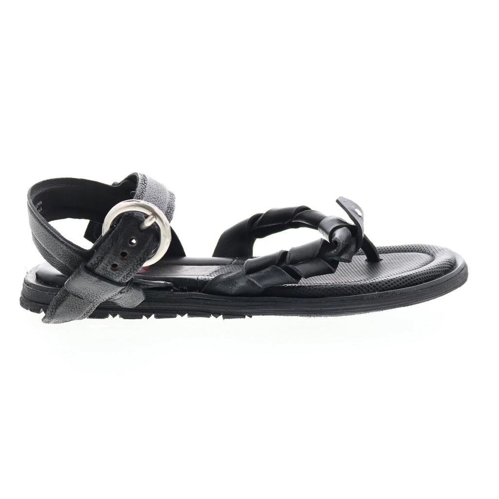 Tarron A84001-101 Womens Black Leather Strap Sandals Shoes