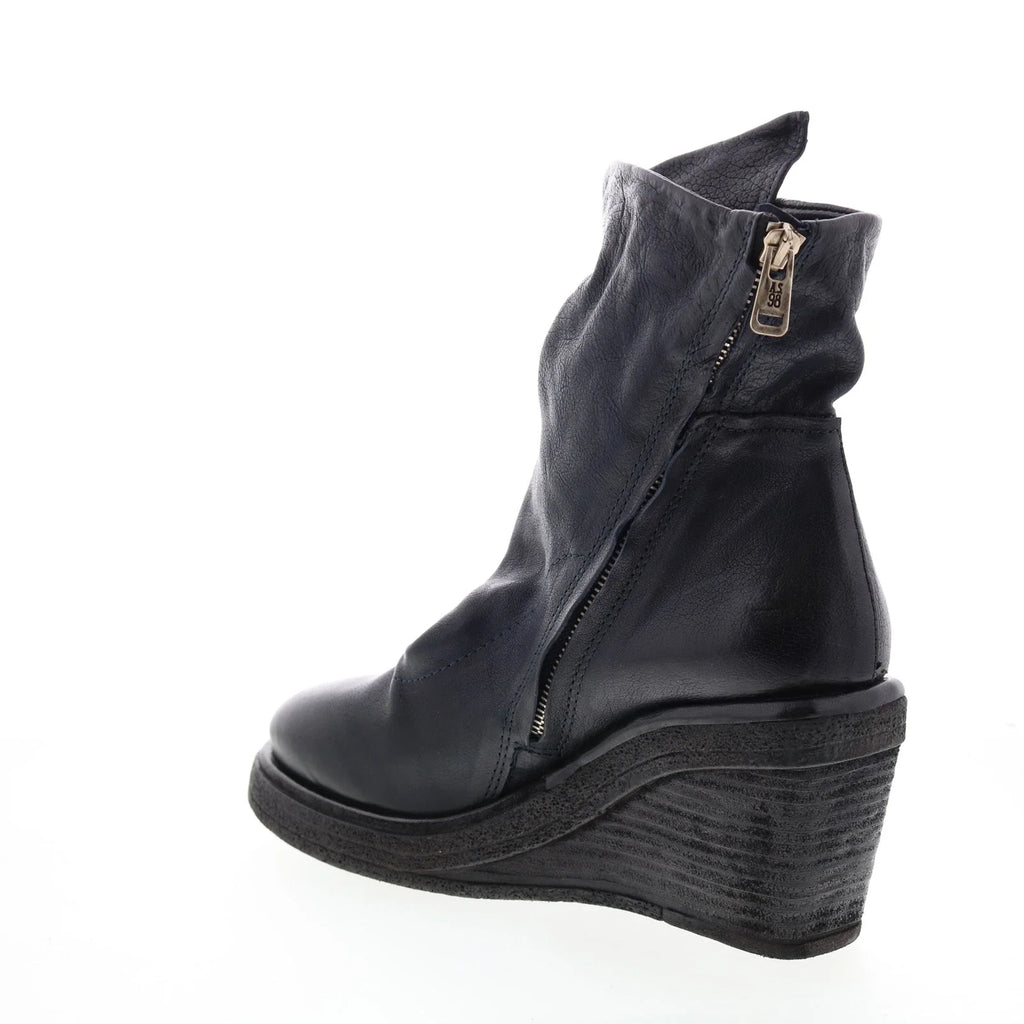 Tremont A30205-201 Womens Blue Leather Zipper Casual Dress Boots