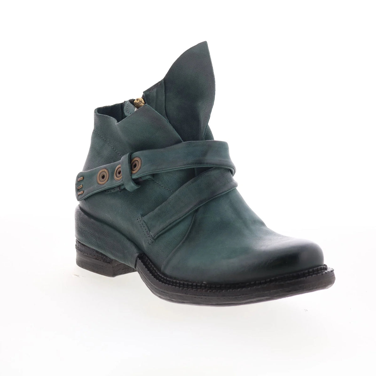Martina Womens Green Leather Zipper Ankle & Booties Boots