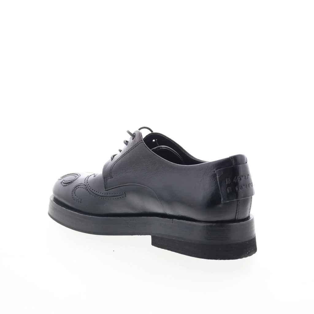 Tylor Womens Black Leather Lace Up Oxford Flats Shoes