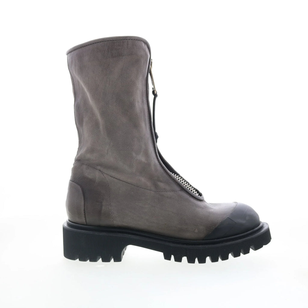 Tobie Womens Gray Leather Zipper Casual Dress Boots