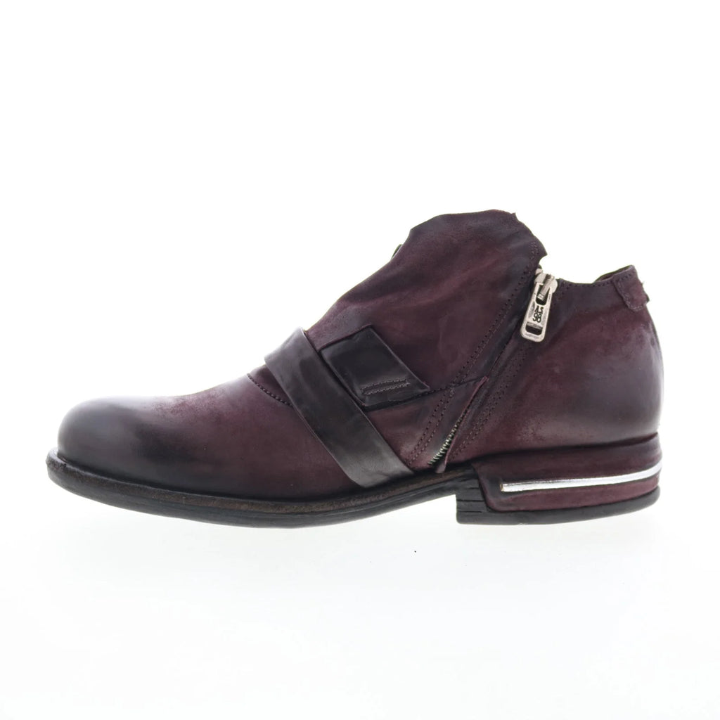 Tarek Womens Burgundy Leather Zipper Loafer Flats Shoes