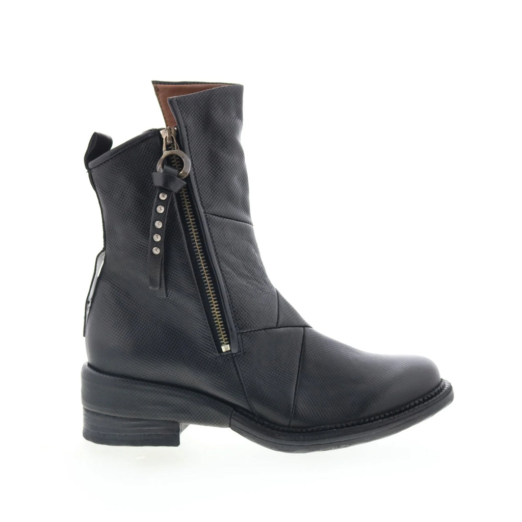 Stratford Womens Black Leather Zipper Casual Dress Boots