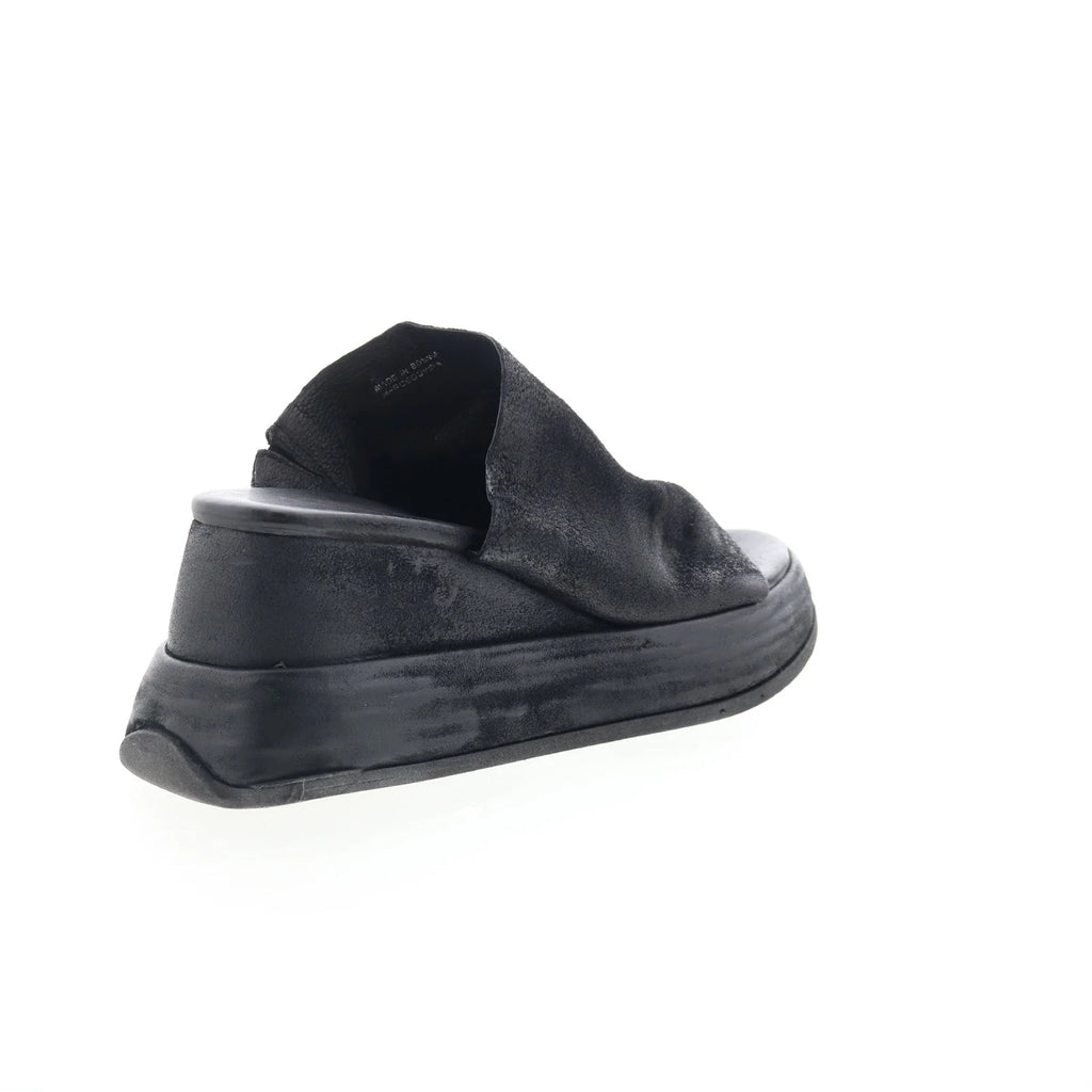 Rafe Womens Black Leather Slip On Platform Sandals Shoes