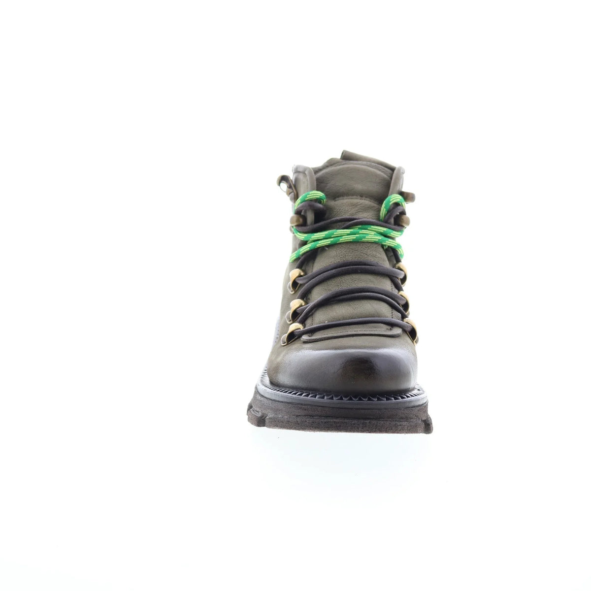 Langan Womens Green Leather Lace Up Lifestyle Boots