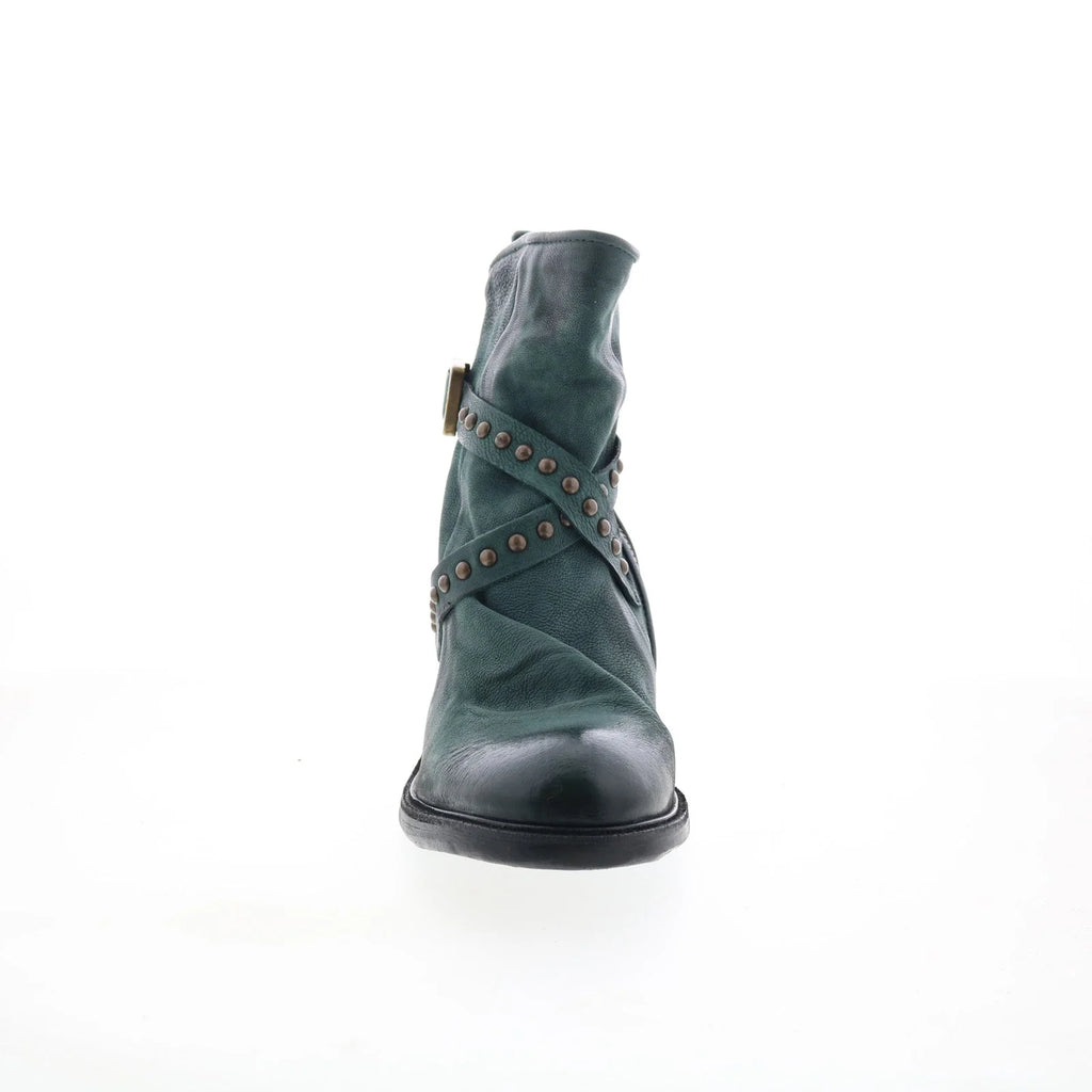 Jeffy Womens Green Leather Zipper Casual Dress Boots