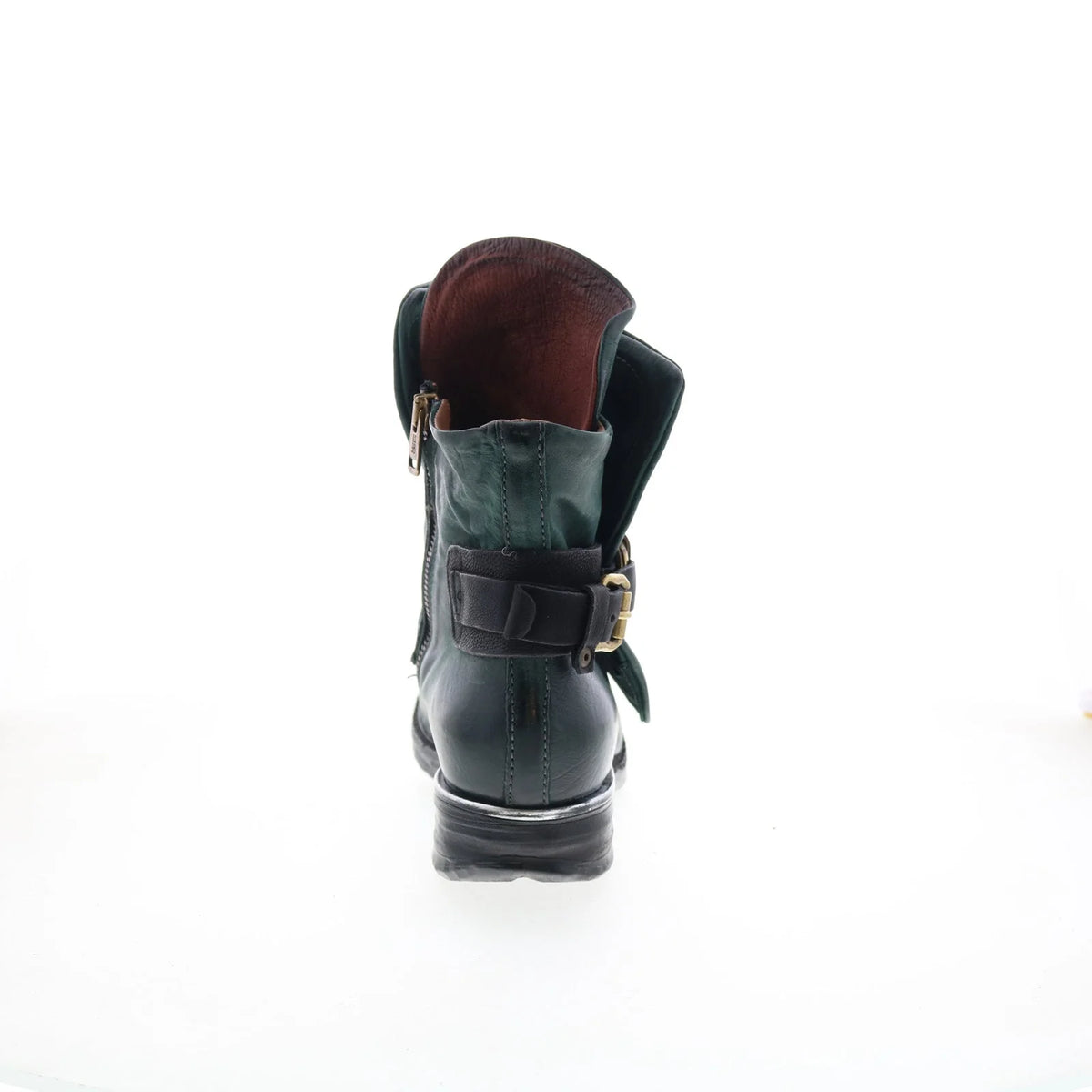 Simon Womens Green Leather Zipper Casual Dress Boots
