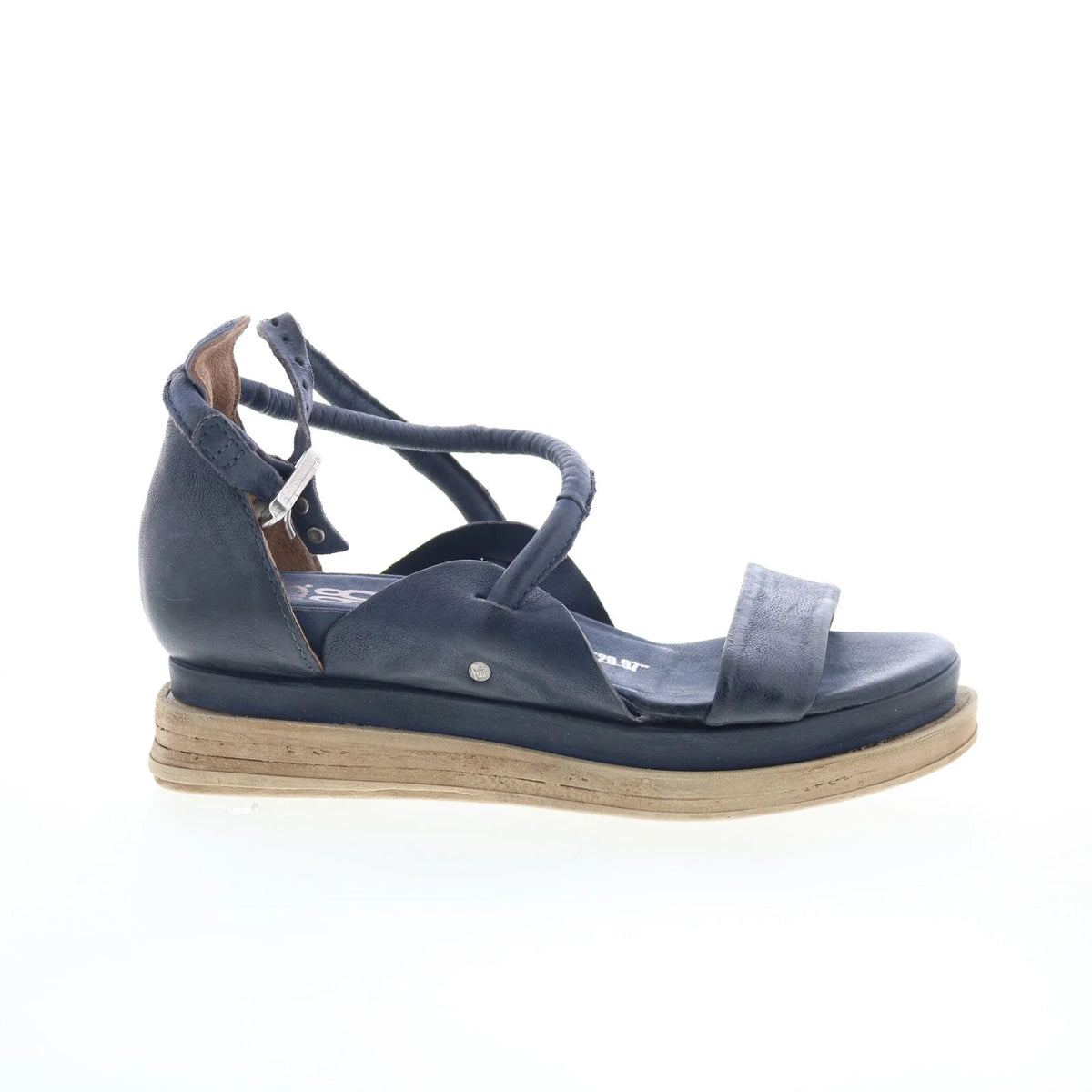 Laike Womens Black Leather Hook & Loop Platform Sandals Shoes