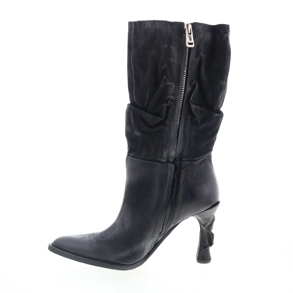 Faron Womens Black Leather Zipper Casual Dress Boots