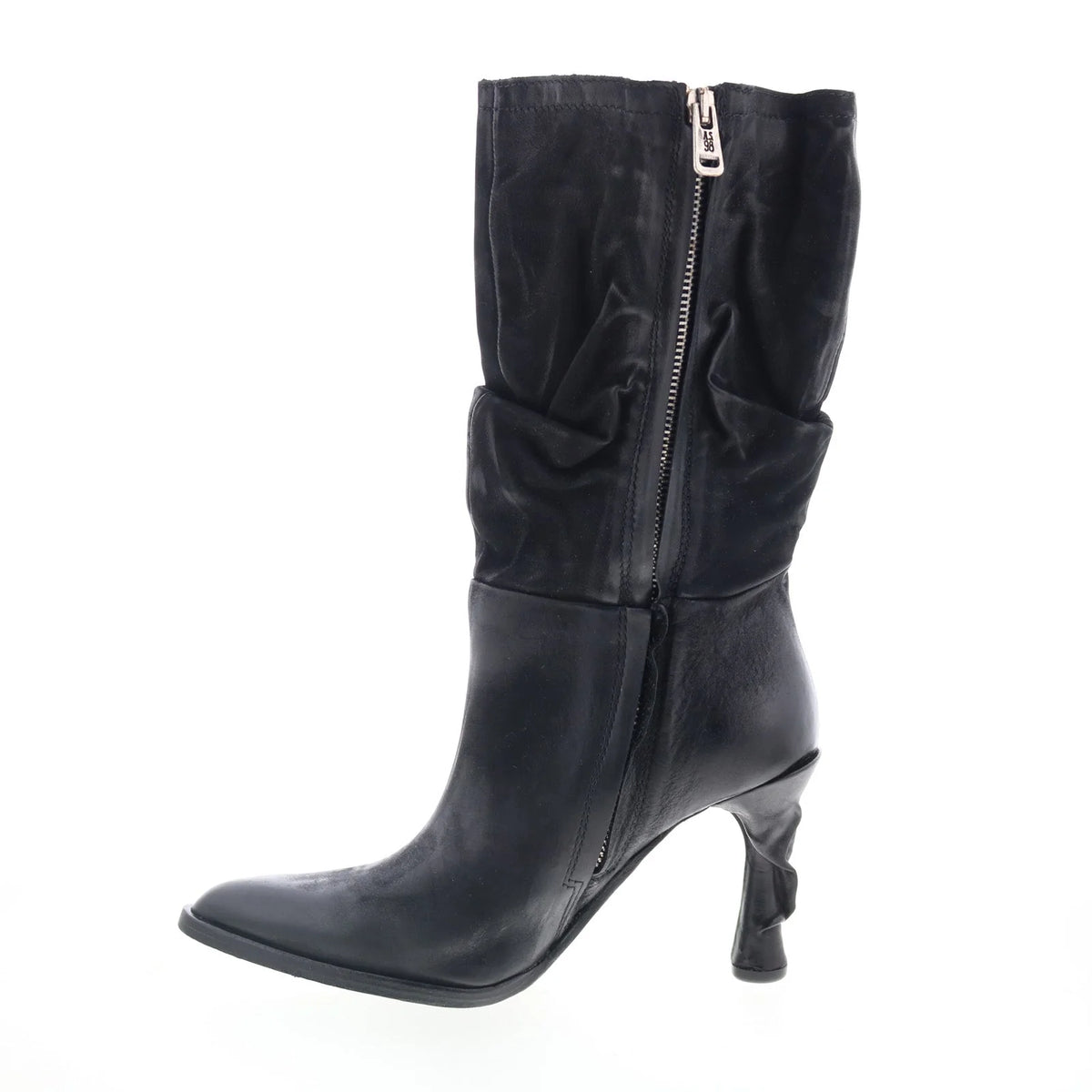 Faron Womens Black Leather Zipper Casual Dress Boots