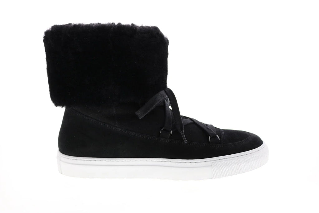 Aquatalia Valarie Suede Shearling Womens Black Suede Zip Laced Boots