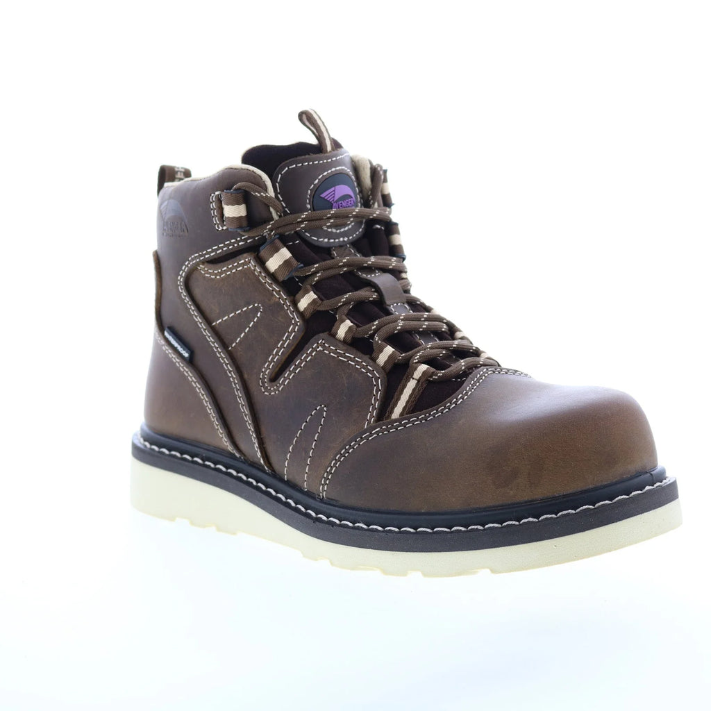 Avenger Wedge Carbon Toe Electric Hazard Waterproof 6" Womens Brown Work Boots