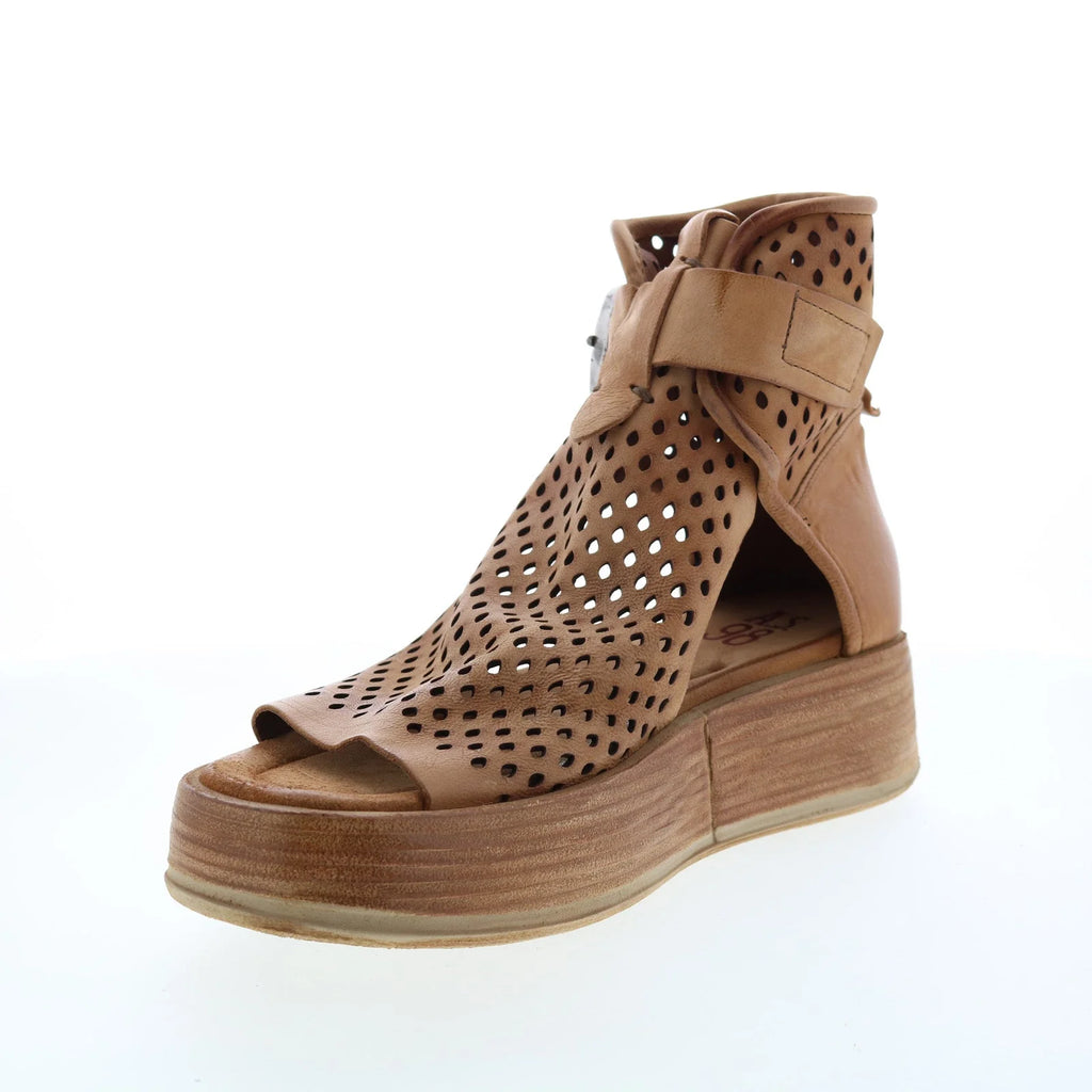 Prentice A78003-101 Womens Brown Leather Sandals Wedges Shoes