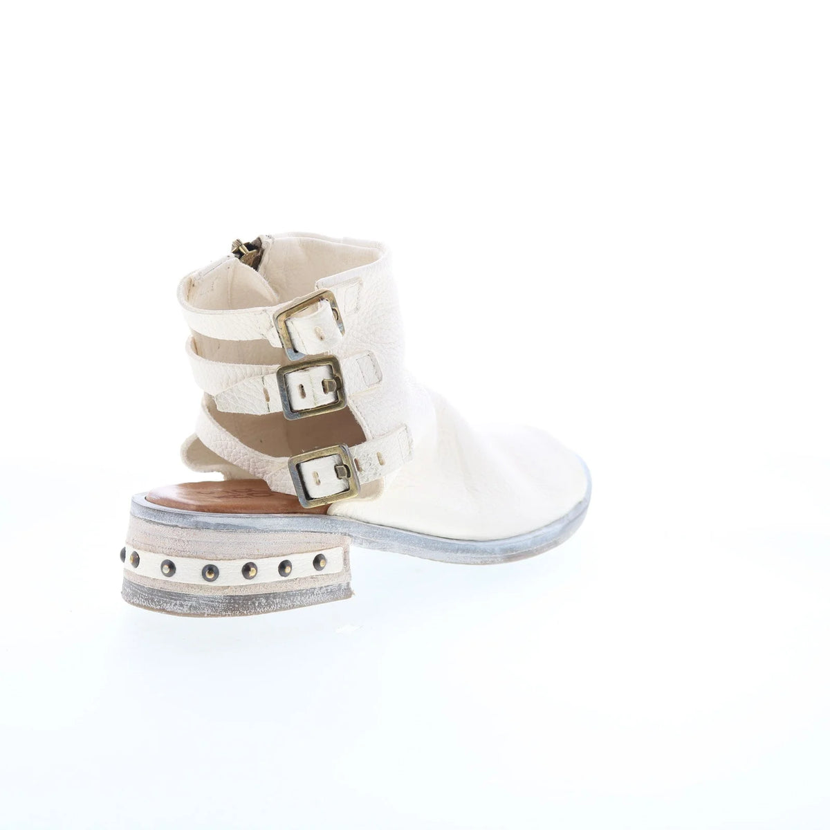 Gage Womens White Leather Zipper Heeled Sandals Shoes