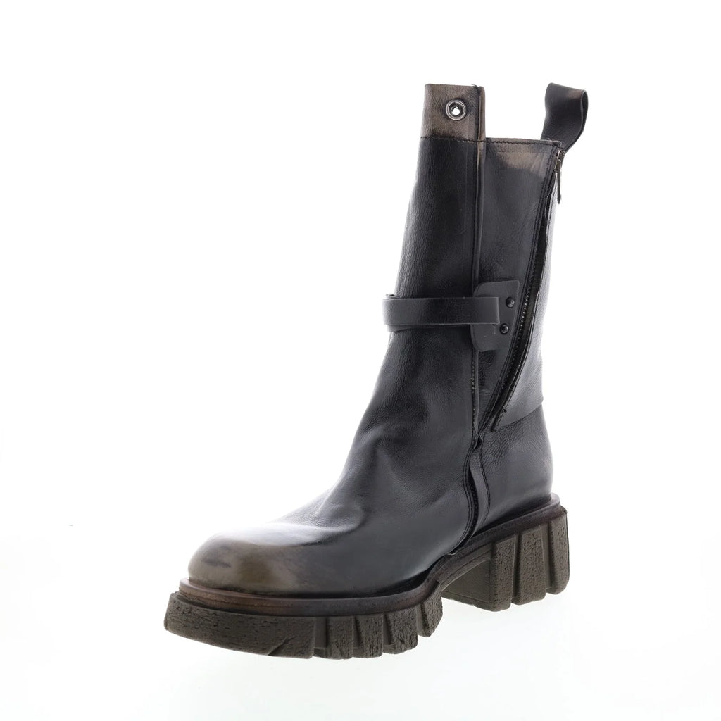 Hallsey A54202-101 Womens Black Leather Casual Dress Boots