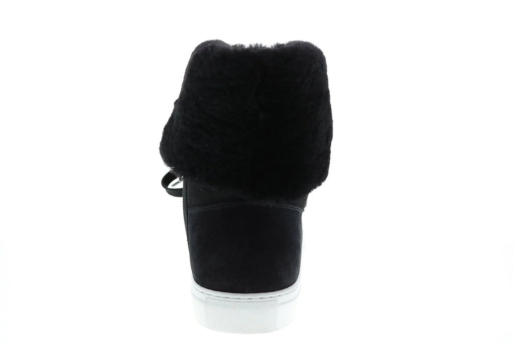 Aquatalia Valarie Suede Shearling Womens Black Suede Zip Laced Boots