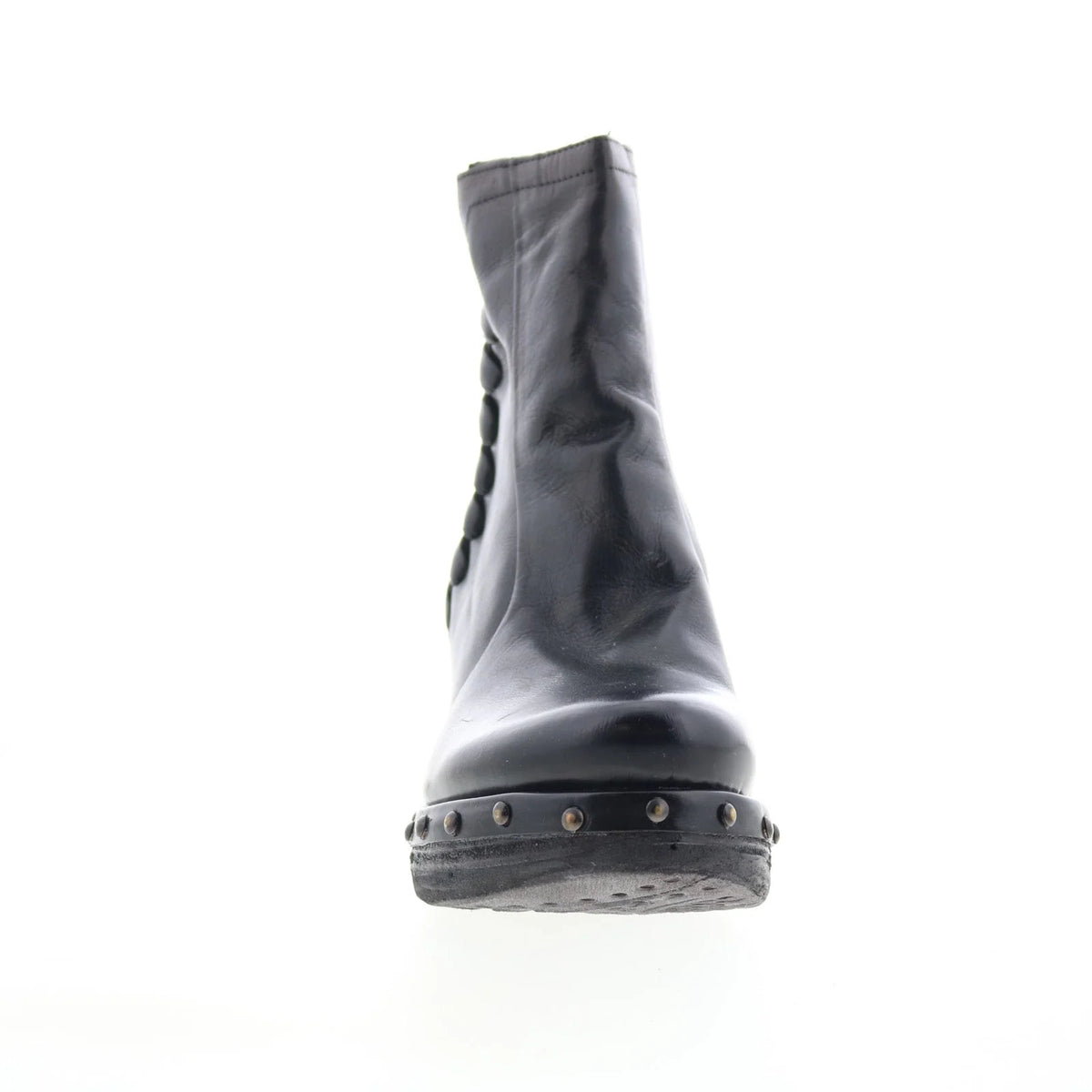 Placid Womens Black Leather Zipper Ankle & Booties Boots