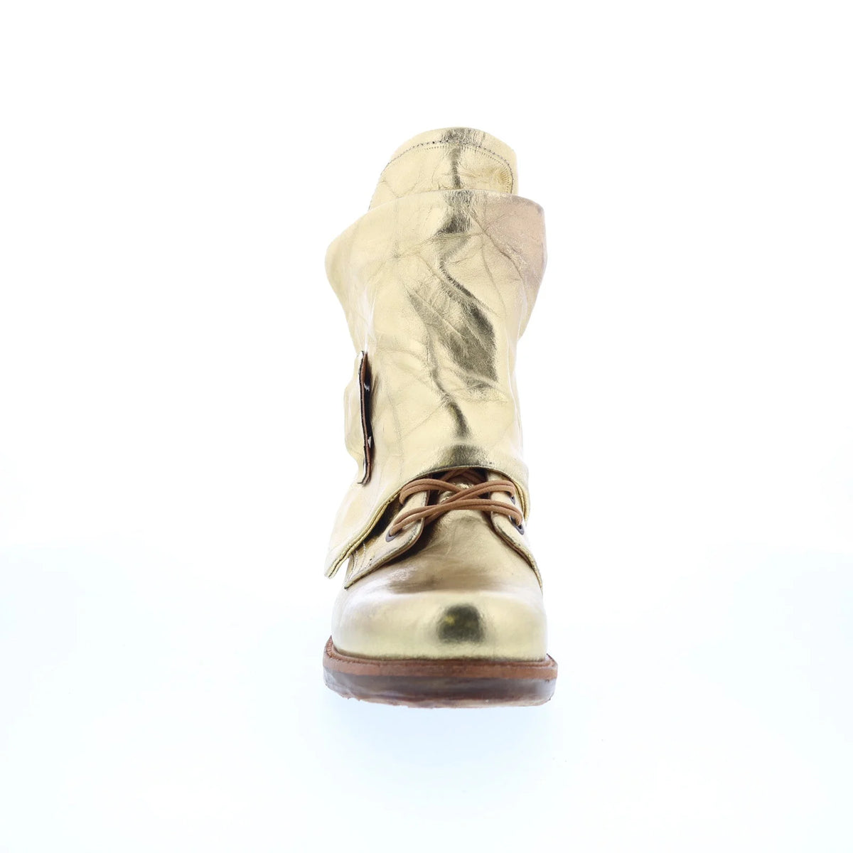 Snider Womens Gold Leather Zipper Ankle & Booties Boots