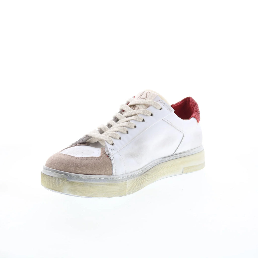 Flanch Mens White Leather Lace Up Lifestyle Sneakers Shoes