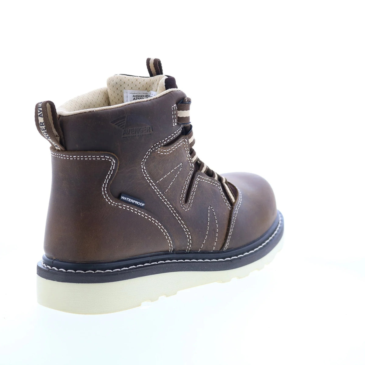 Avenger Wedge Carbon Toe Electric Hazard Waterproof 6" Womens Brown Work Boots