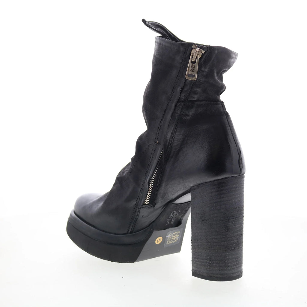 Frannie Womens Black Leather Zipper Ankle & Booties Boots